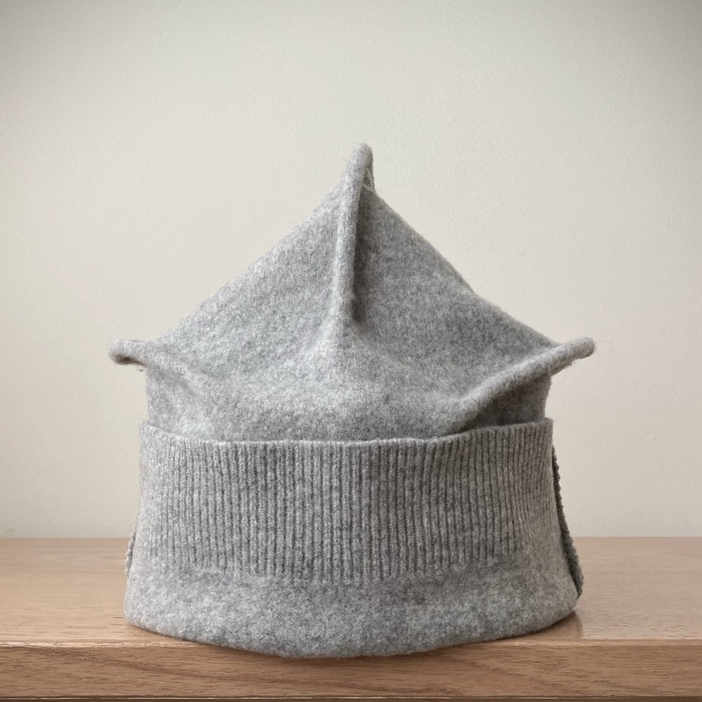 joodito origami crown sweater hat bucket beanie cloche cap slouchy light gray